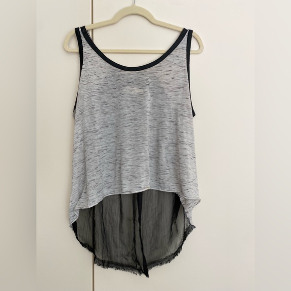 LARK Tops - LARK Sheer Black Backless with Leather Trim Top